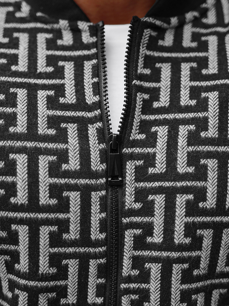 Kurtka męska bomberka czarno-szara OZONEE O/3A55