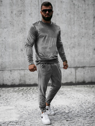 Komplet dresowy męski welurowy szary OZONEE O/D7516