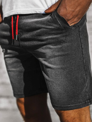 Spodenki męskie jeansowe czarno-czerwone OZONEE JS/KK1071