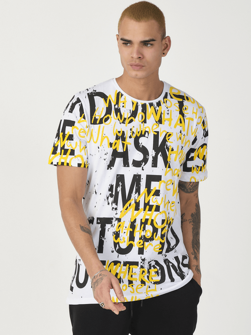 T-Shirt męski z nadrukiem biały OZONEE MR/21519