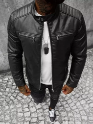 Kurtka skórzana męska czarna OZONEE JS/11Z8001