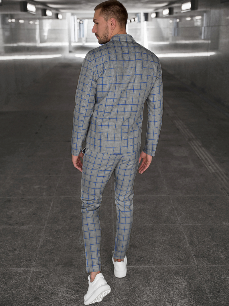 Komplet męski - kurtka I spodnie chino szaro-niebieski OZONEE DJ/5619