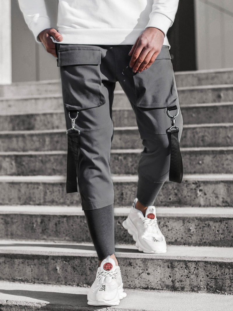 Spodnie męskie chino joggery szare OZONEE G/11133