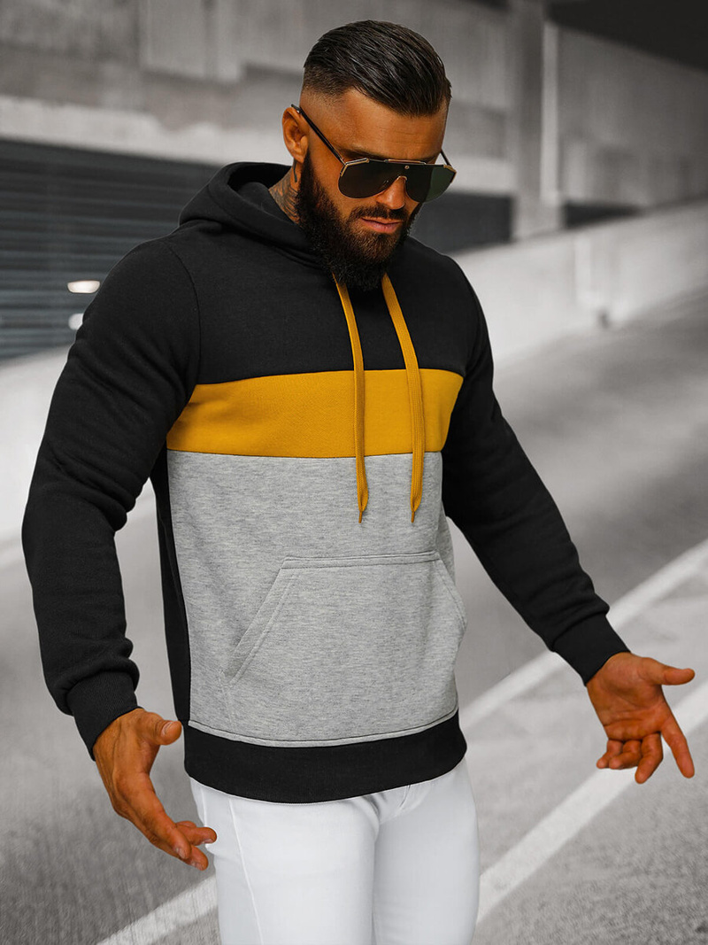 Bluza z kapturem męska czarna OZONEE JS/8B1320/3