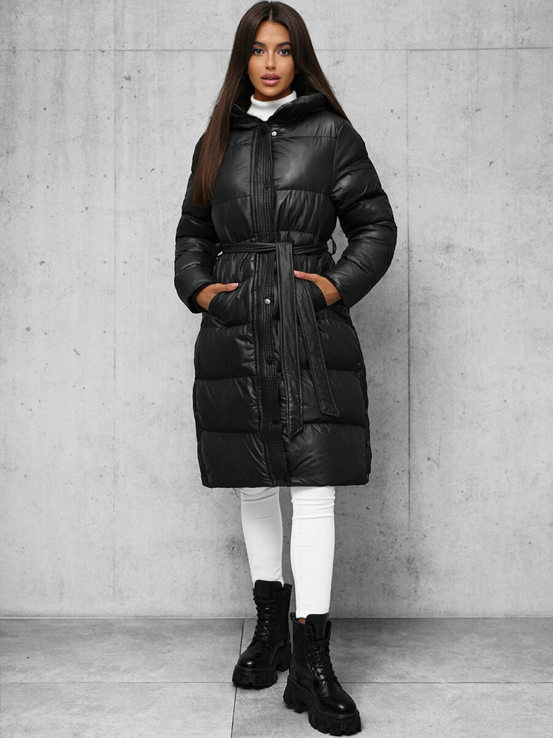 Płaszcz zimowy damski pikowany czarny OZONEE JS/5M3253/392