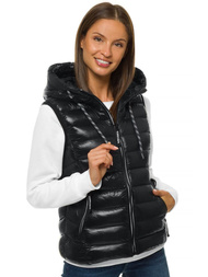 Стьобаний жіночий жилет чорний OZONEE N/6816/1