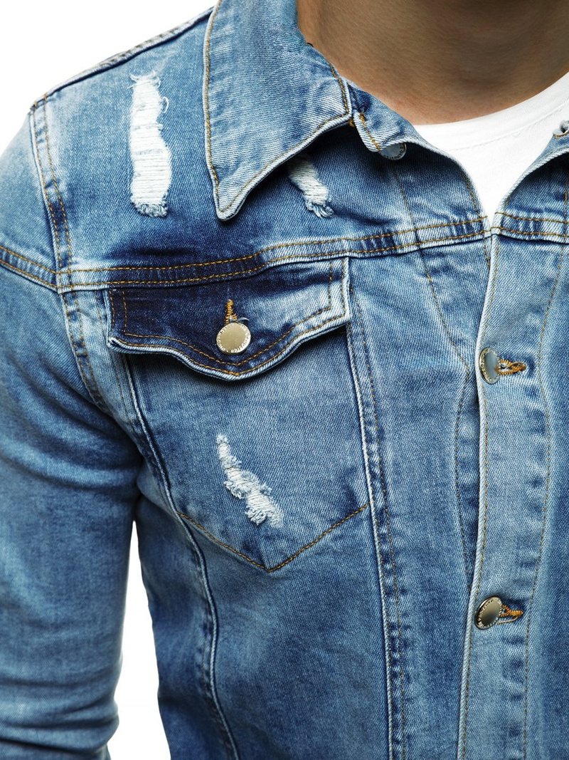 Kurtka męska jeans jasno-niebieska OZONEE G/474K