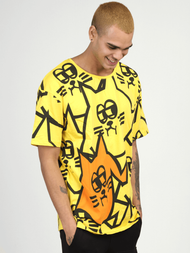 T-Shirt męski z nadrukiem żółty OZONEE MR/21535