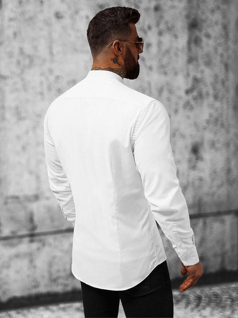 Koszula męska ze stójką biała OZONEE O/V07