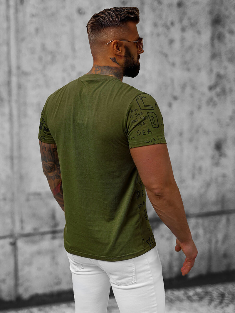 T-shirt męski zielony OZONEE JS/8T961