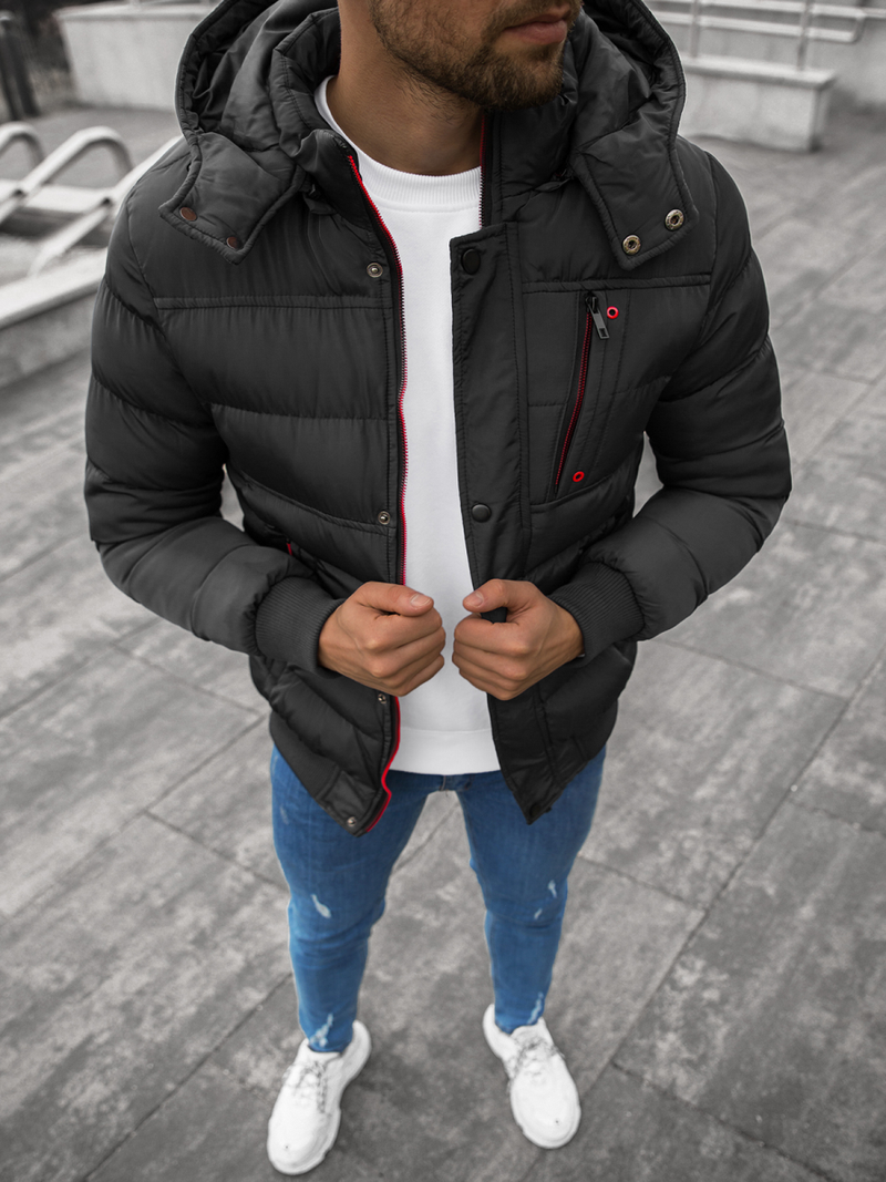 Kurtka zimowa męska pikowana czarna OZONEE JB/JP1185Z