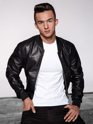 Kurtka skórzana męska czarna OZONEE JB/JP1147Z