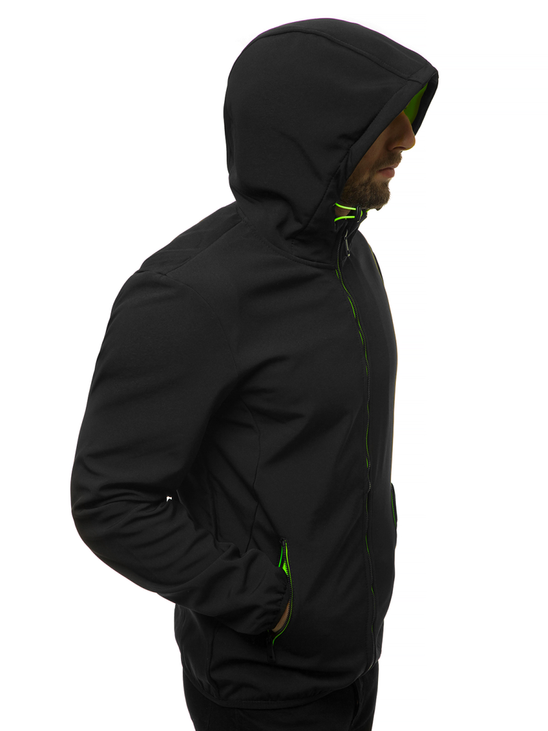 Kurtka softshell męska z kapturem czarna OZONEE JS/KS2182