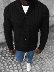 Sweter męski kardigan czarny OZONEE NB/MM6017/4