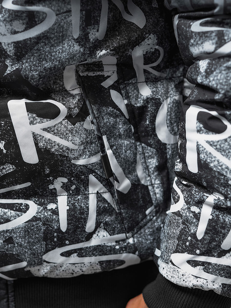 Kurtka zimowa męska pikowana czarno-biała OZONEE JS/27M8102