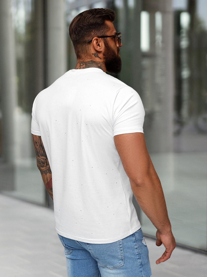 T-shirt męski slim fit biały OZONEE O/QQ1386