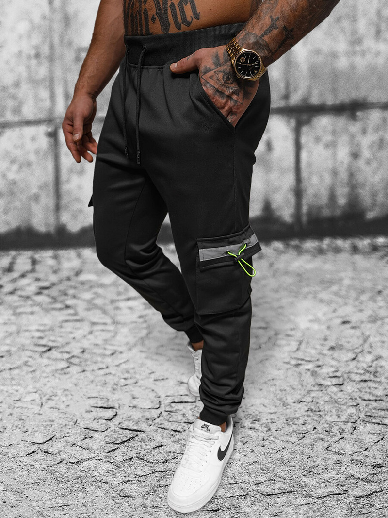 Spodnie dresowe męskie czarne OZONEE JS/8K1115/3