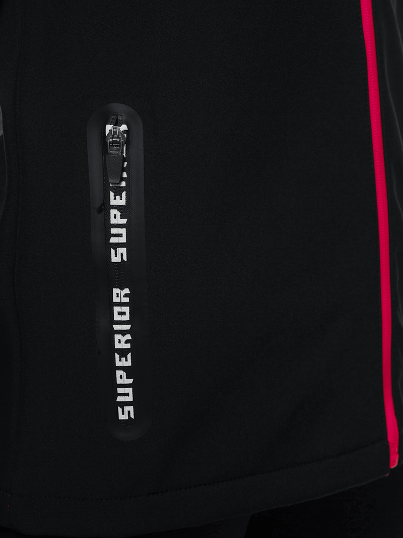 Kurtka softshell damska z kapturem czarna OZONEE JS/HD184/1