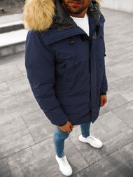 Kurtka zimowa męska parka z futerkiem granatowa OZONEE JB/JP1173/2Z