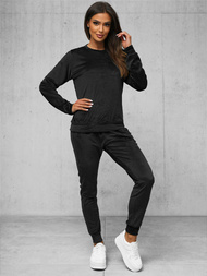 Komplet dresowy damski welurowy czarny OZONEE O/8C1173/3Z