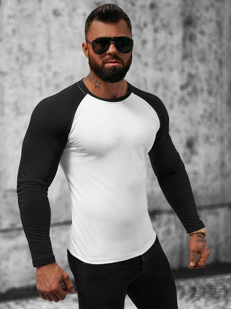 Longsleeve męski biało-czarny OZONEE O/B261