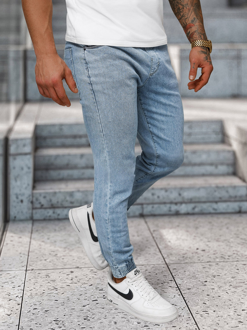 Spodnie jeansowe joggery męskie jasno-niebieskie OZONEE NB/MP0272BC