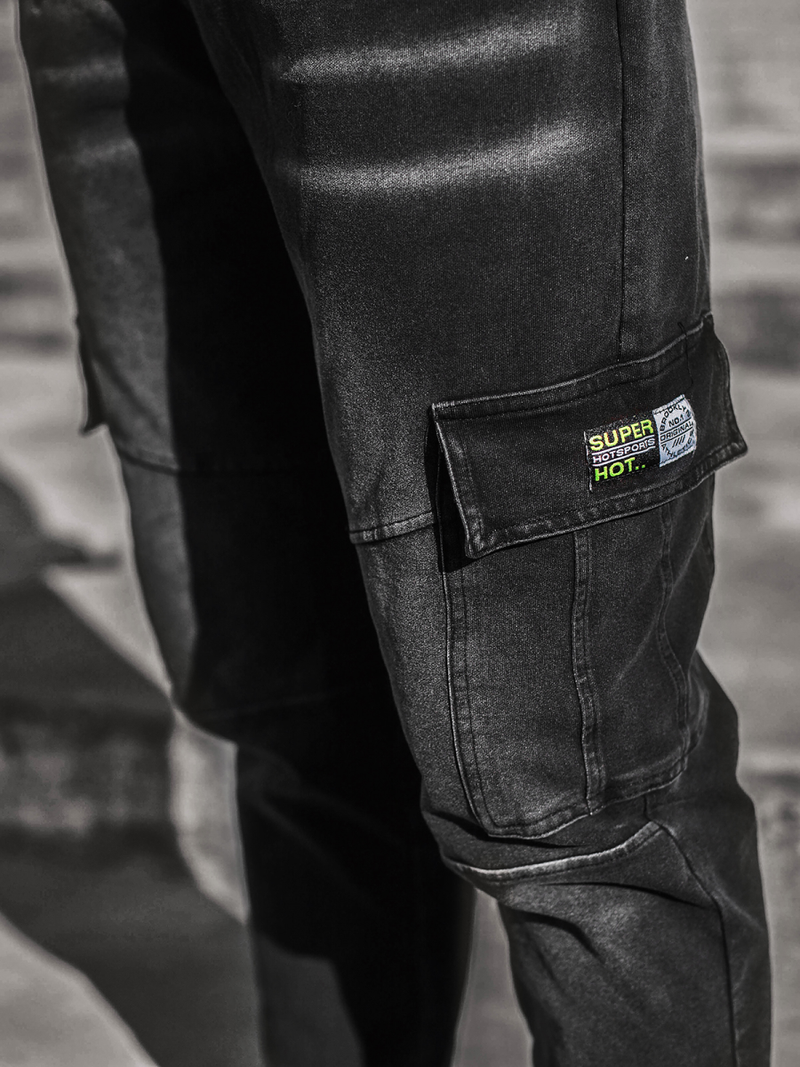 Штани чоловічі джоггери чорний і зелений OZONEE JS/KK1096