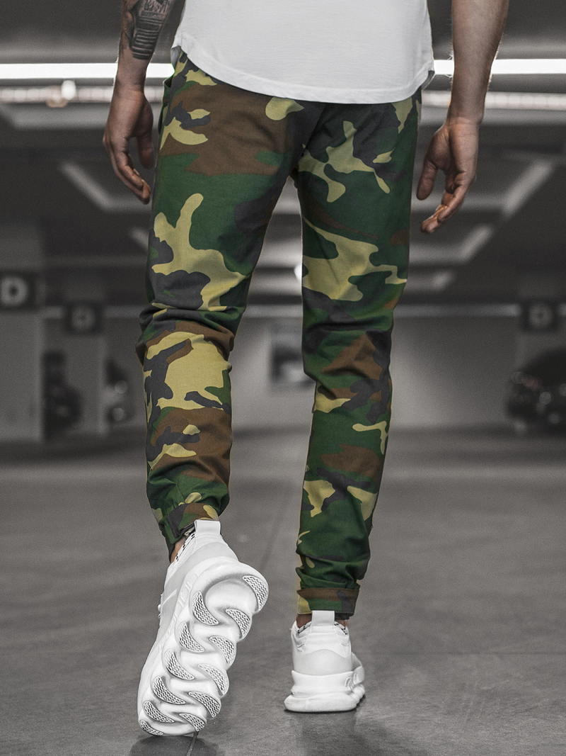 Spodnie męskie chino joggery moro-zielone OZONEE G/11144