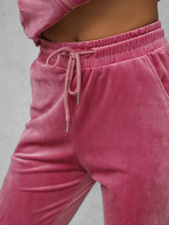 Komplet dresowy damski welurowy ciemno-różowy OZONEE JS/35C1610/19