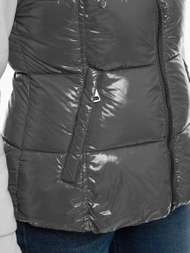 Kamizelka damska pikowana z futerkiem szara OZONEE O/DK027/24