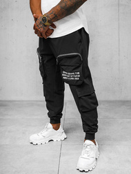 Spodnie męskie chino joggery czarne OZONEE O/PS5513