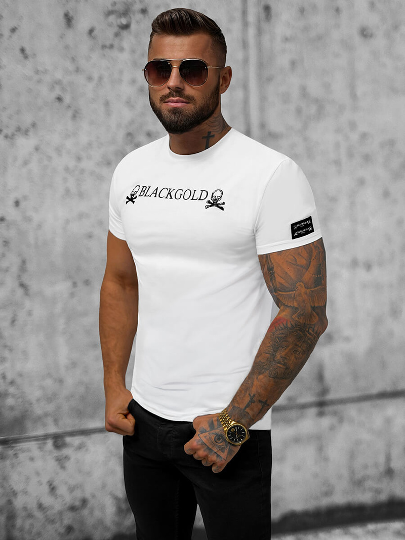 T-shirt męski slim fit biały OZONEE NB/MT3050