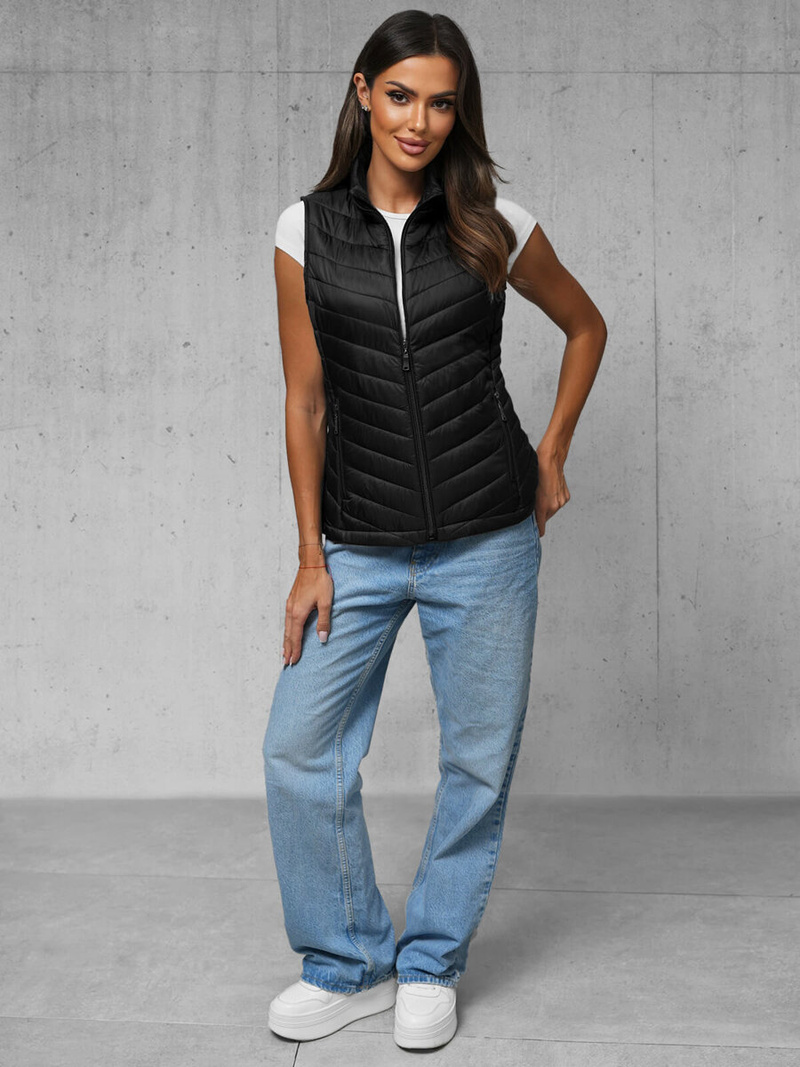 Стьобаний жіночий жилет чорний OZONEE JS/16M9063/392