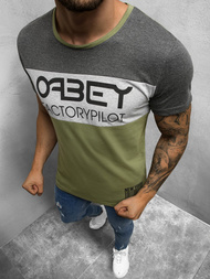 T-Shirt męski z nadrukiem zielony OZONEE O/1179Z