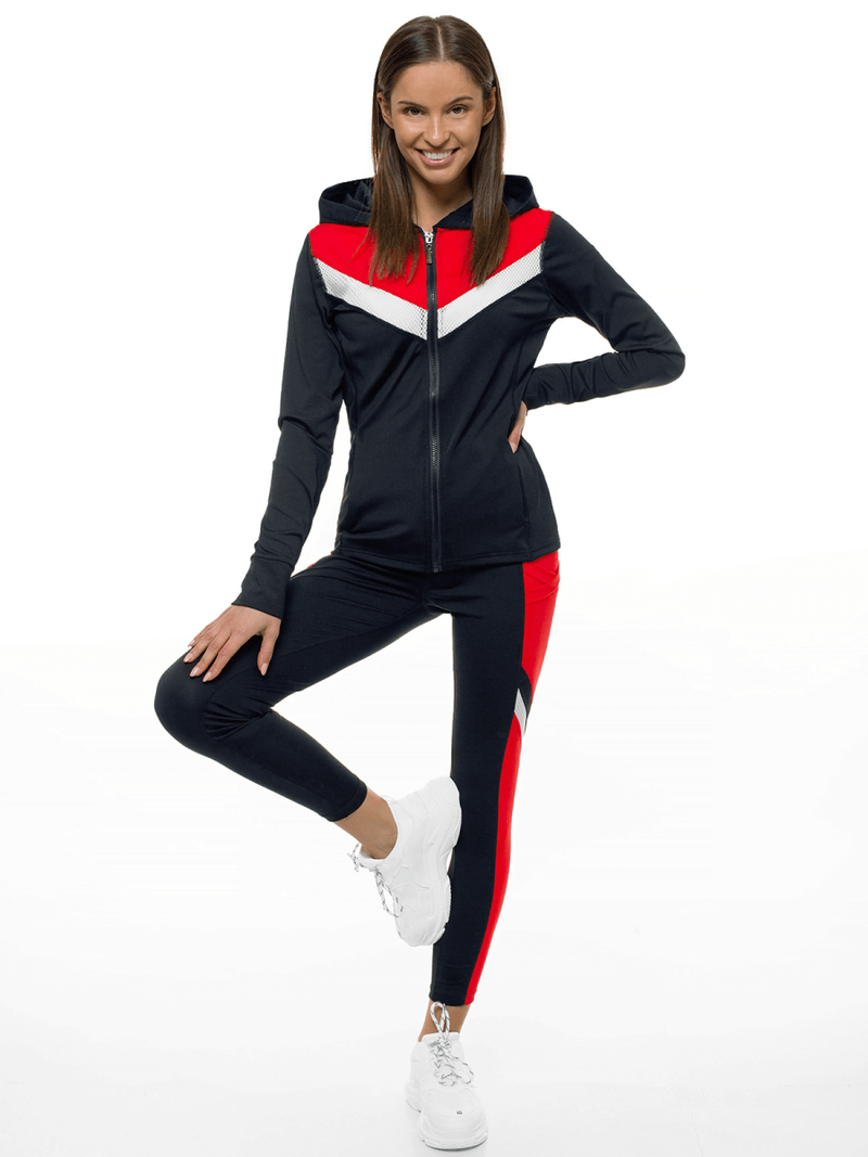 Komplet dresowy dwuczęściowy czarno-czerwony OZONEE JS/YW06005/1/5