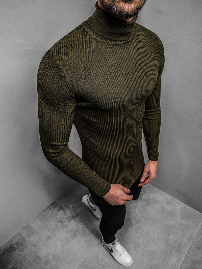 Sweter męski golf khaki OZONEE MACH/TRK2001Z