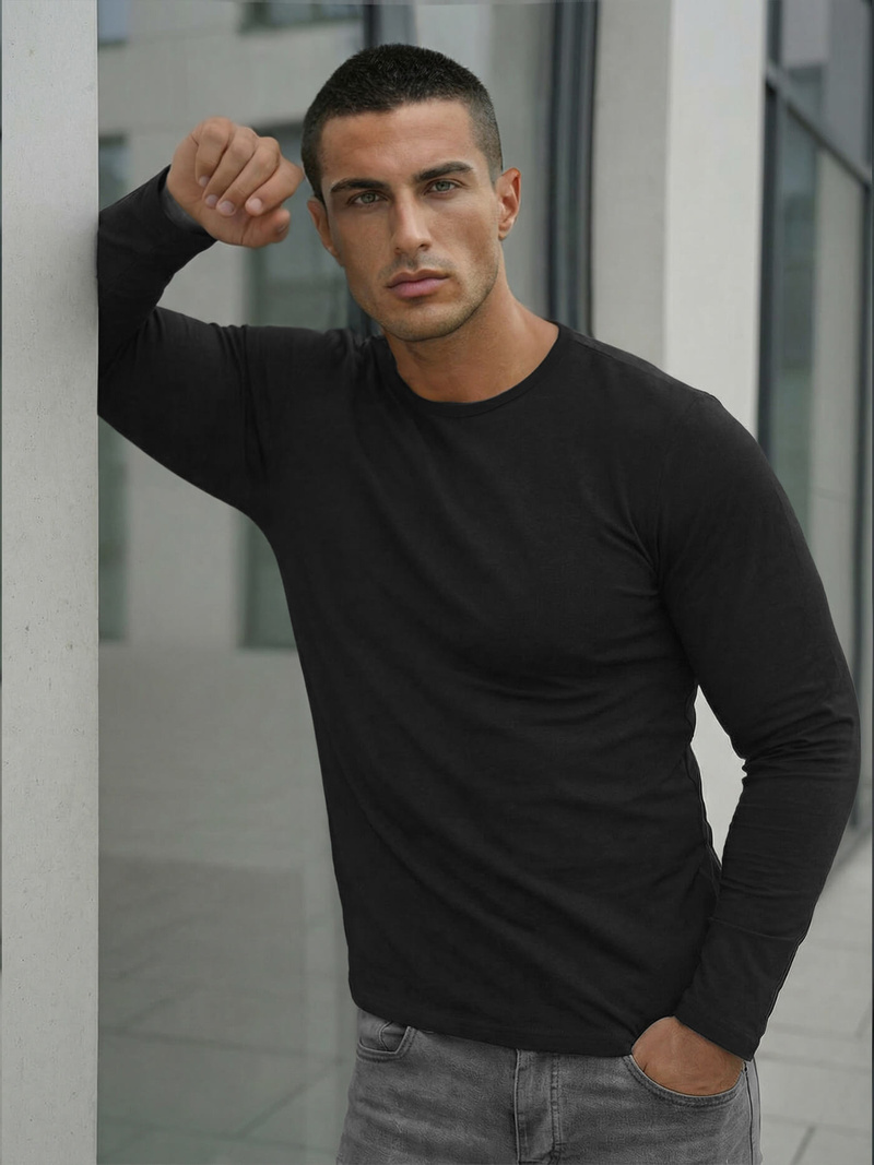 Сорочка з довгим рукавом чоловіча чорна OZONEE JS/DB71/1