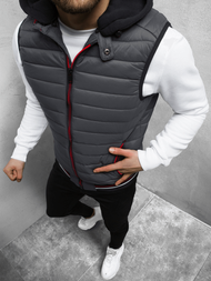 Kamizelka męska pikowana z kapturem grafitowa OZONEE N/6709