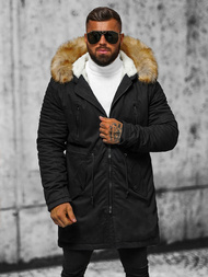 Kurtka zimowa męska parka z futerkiem czarna OZONEE JD/390