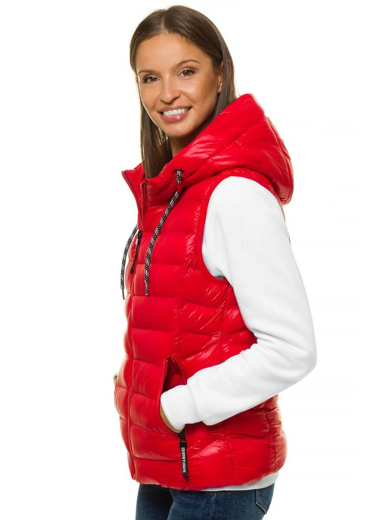 Стьобаний жіночий жилет Червона OZONEE N/6816/11