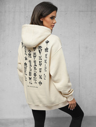 Bluza z kapturem oversize beżowa OZONEE O/SWE23017Z