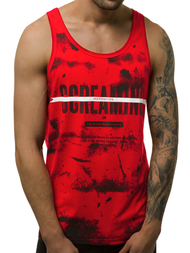 T-Shirt męski bez rękawów czerwony OZONEE JS/SS11053
