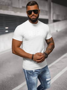 T-shirt męski slim fit biały OZONEE NB/MT3111