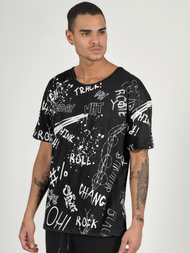 T-Shirt męski z nadrukiem czarny OZONEE MR/21530