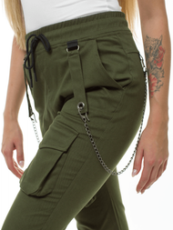Spodnie damskie chino joggery khaki OZONEE O/8052