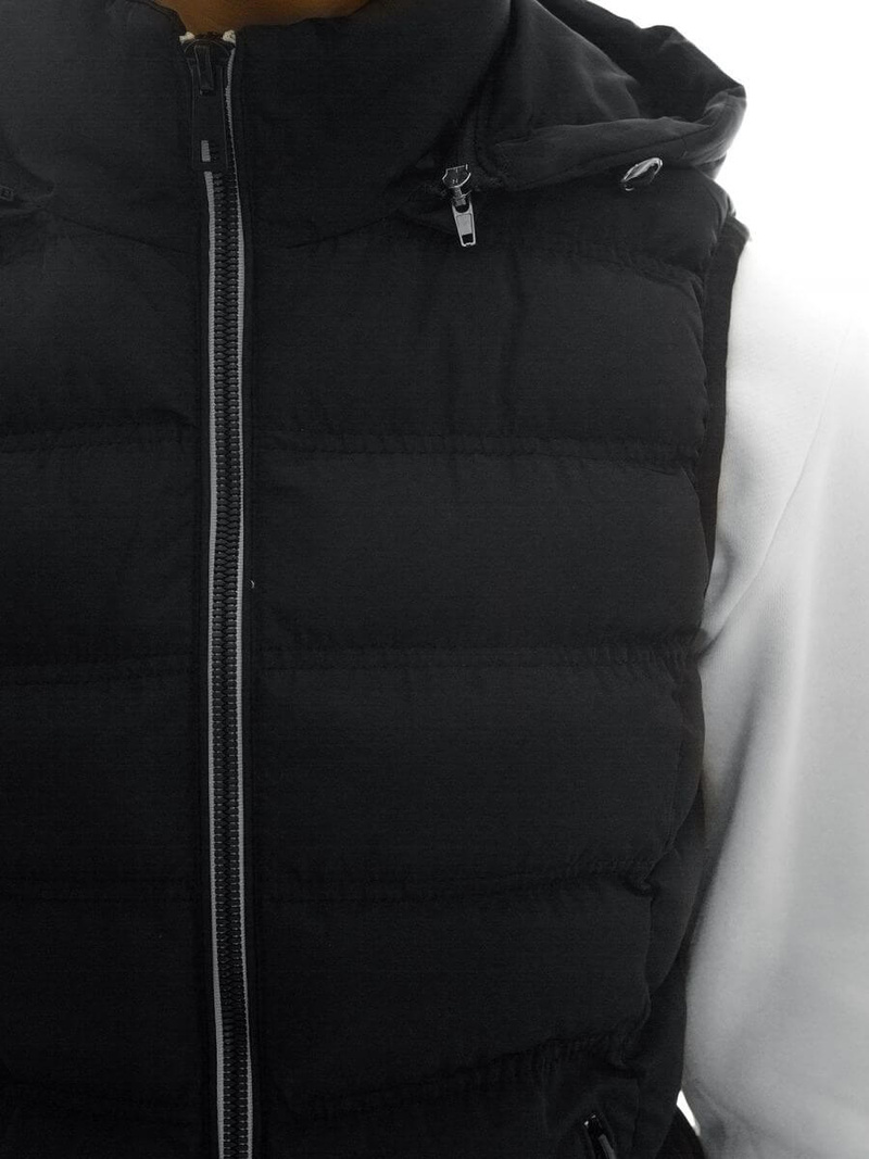 Kamizelka damska pikowana z kapturem czarna OZONEE N/6812/1