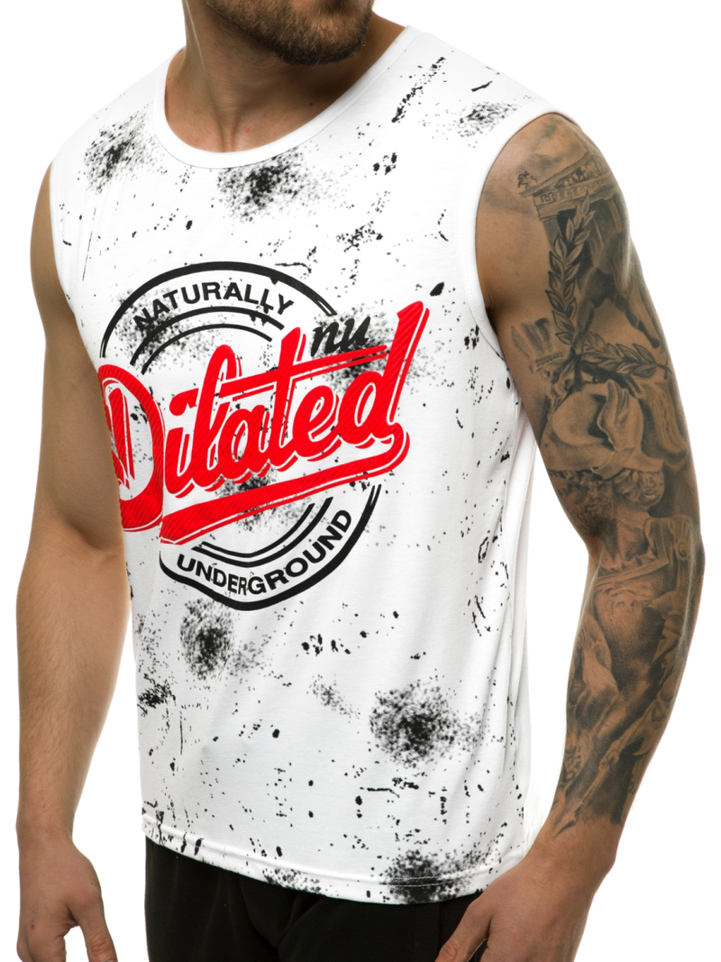 T-Shirt męski bez rękawów biały OZONEE JS/KS2086