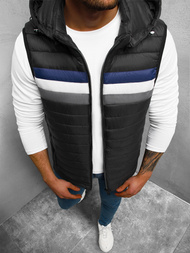 Kamizelka męska pikowana z kapturem czarna OZONEE N/7107/1