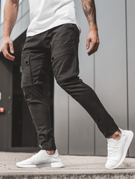 Spodnie męskie joggery czarne OZONEE A/1003