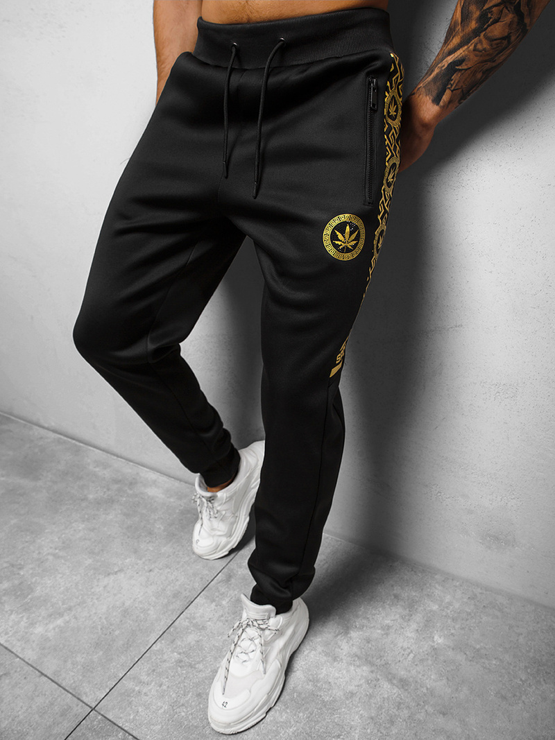 Штани спортивні чоловічі чорно-золотава OZONEE O/HM663